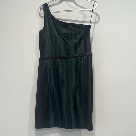 JAYGODFREY Black green dark One-Shoulder Sheath Mini Dress size 10 women’s - Picture 7 of 8
